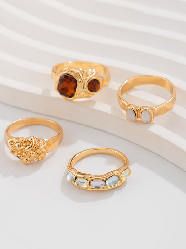 Geometric Rhine Stones Rings Accessories