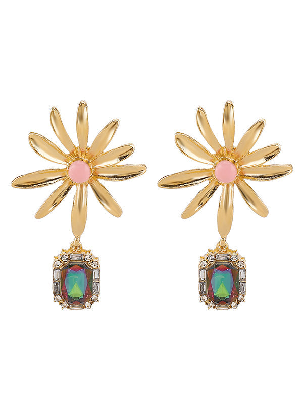 Geometric Rhine Stones Drop Earrings