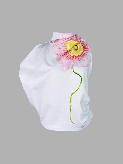 Loose Sleeveless Floral Printed High Neck Vest Top