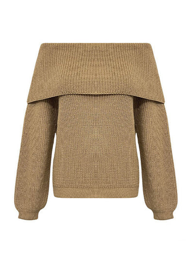 Long Sleeves Loose Solid Color Split-Joint Round-Neck Sweater Tops