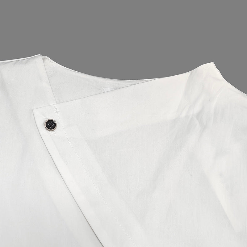 Long Sleeves Asymmetric Buttoned Split-Front Blouses&Shirts Tops