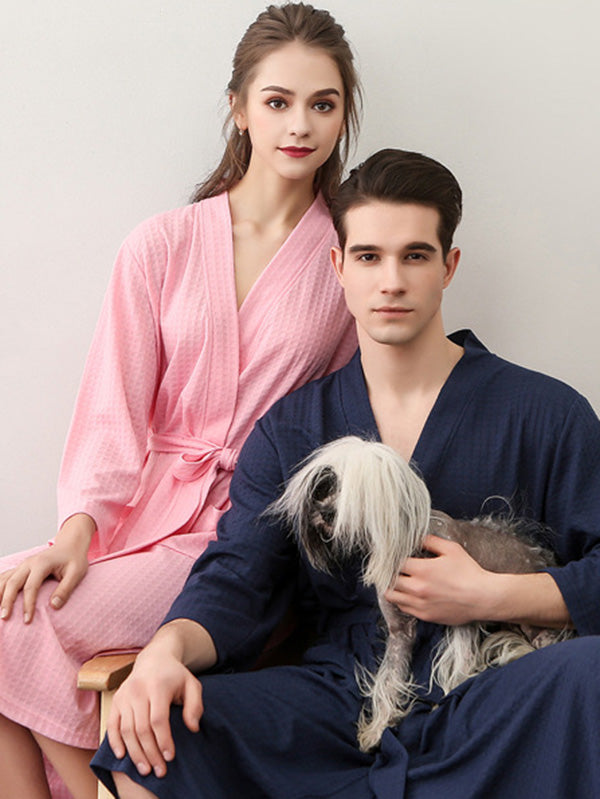 Comfortable Solid Bandage Thin Pajama Robe