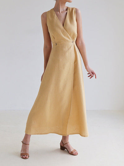 Loose Sleeveless Split-Joint V-Neck Maxi Dresses