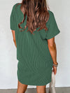 A-Line Loose Contrast Color Pockets Split-Joint Striped Round-Neck Mini Dresses