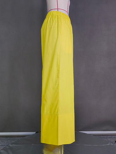 High Waisted Loose Pockets Solid Color Pants Trousers