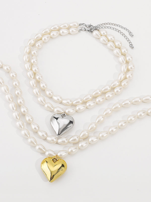 Double Layered Heart Shape Necklaces Accessories