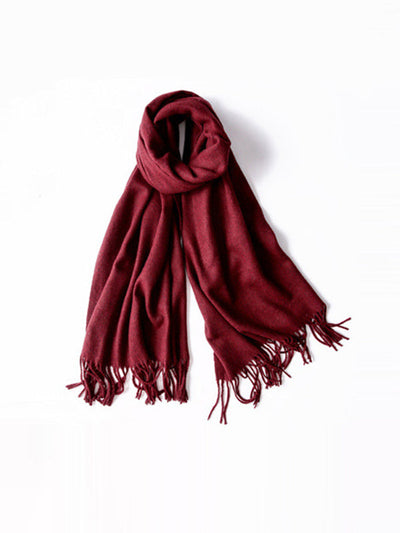 Keep Warm Solid Color Tasseled Shawl&Scarf