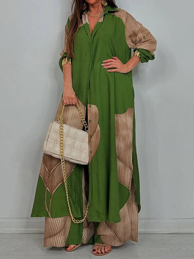 High Waisted Wide Leg Drawstring Elasticity Floral Printed Split-Joint Pants Trousers