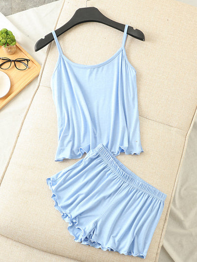9 Colors Modal Vest&Shorts Loose Two-Piece Sexy Pajamas