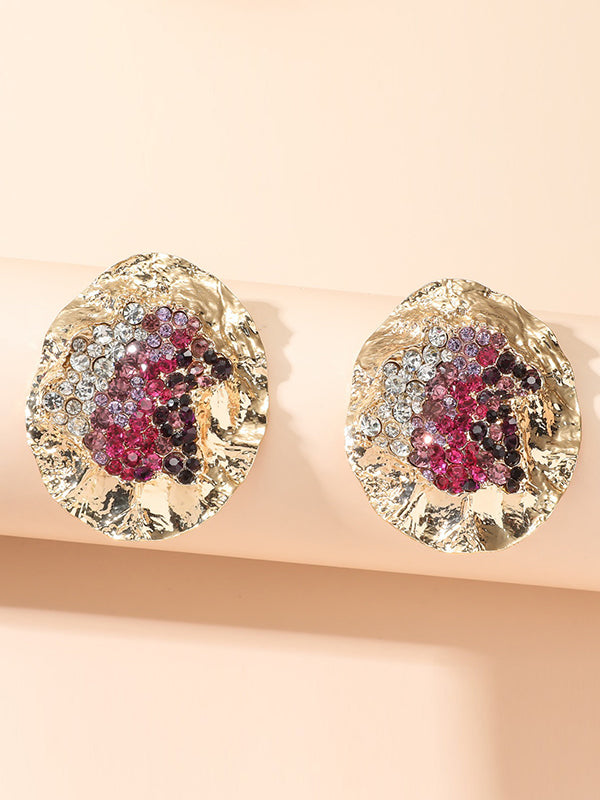 Irregularity Geometric Rhinestone Shiny Earrings Accessories