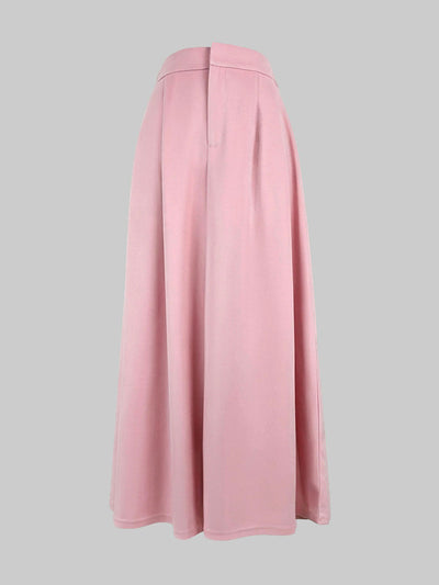 High Waisted Elasticity Pleated Pockets Solid Color Skirts Bottoms