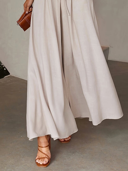 Loose Wide Leg Drawstring Solid Color Casual Pants Bottoms Trousers