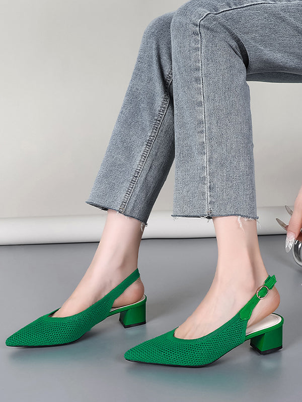 Belt Buckle Hollow Pointed-Toe Split-Joint Pumps Sandals Slider Sandals