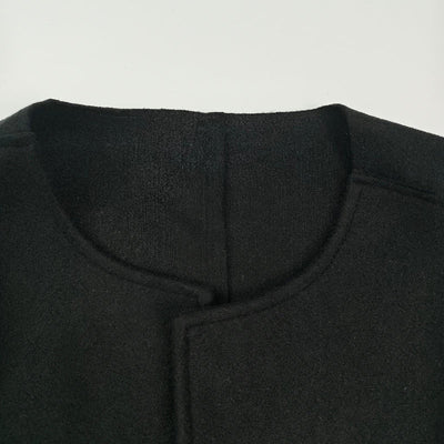 Long Sleeves Loose Solid Color Collarless Woolen Coat