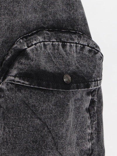 Original Cool Denim Split-Joint Square-Neck Overalls