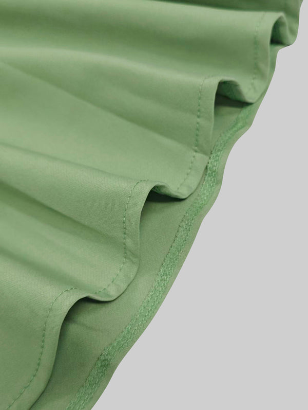 A-Line Long Sleeves Pleated Pockets Solid Color Zipper V-Neck Midi Dresses