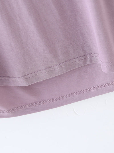 Short Sleeves Pleated Solid Color Heaps Collar T-Shirts Tops