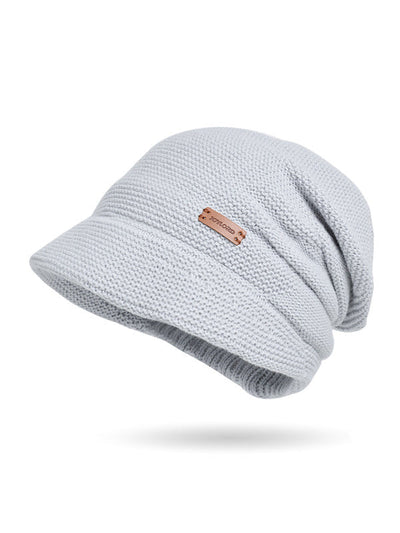 Flat Brim Solid Color Split-Joint Hats Knitted Hats