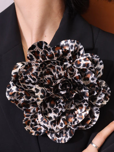 Flower Shape Leopard Brooch