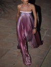A-Line Loose Elasticity Gradient Pleated Tube Evening Dresses Maxi Dresses