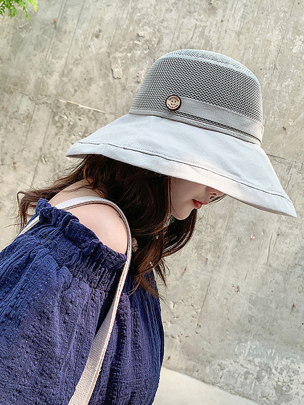 Hollow Lace-Up Printed Split-Joint Sun Hat