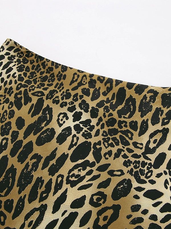 High Waisted Mermaid Leopard Split-Joint Skirts