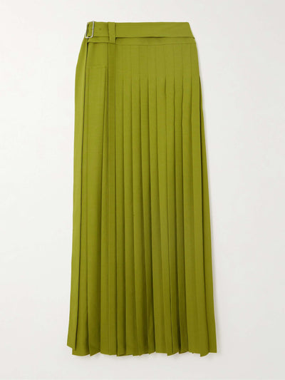 High Waisted Loose Pleated Solid Color Split-Side Skirts