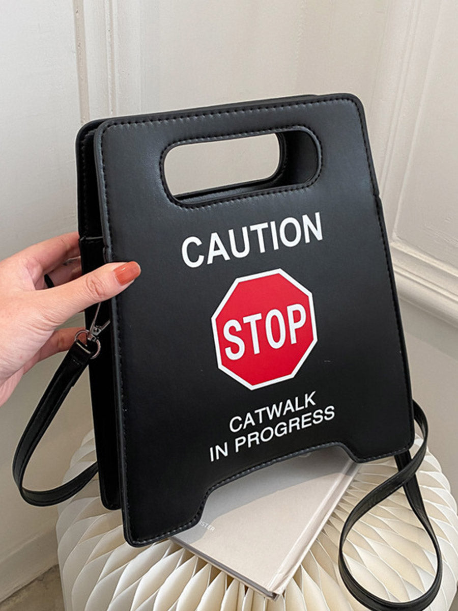 Contrast Color Letter Print Shoulder Bags