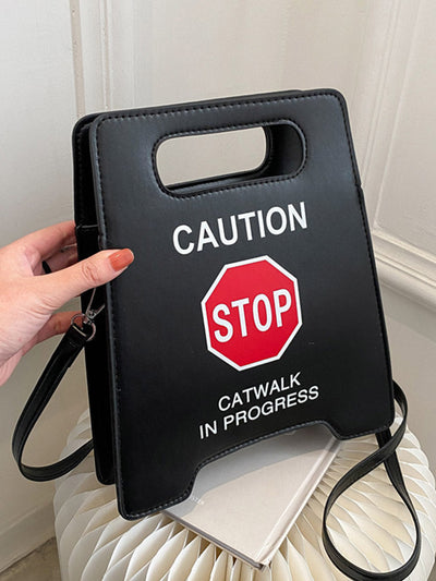 Contrast Color Letter Print Shoulder Bags