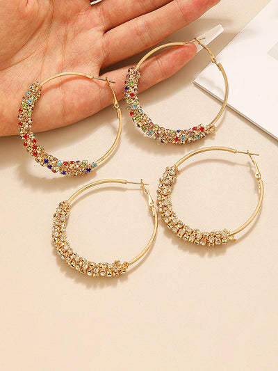 Geometric Rhine Stones Drop Earrings