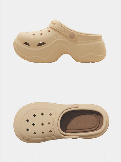 Hollow Round Cut Crocs Platform Shoes Sandals