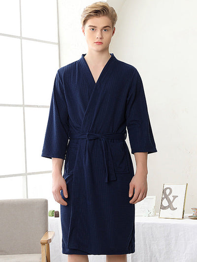 Comfortable Solid Bandage Thin Pajama Robe