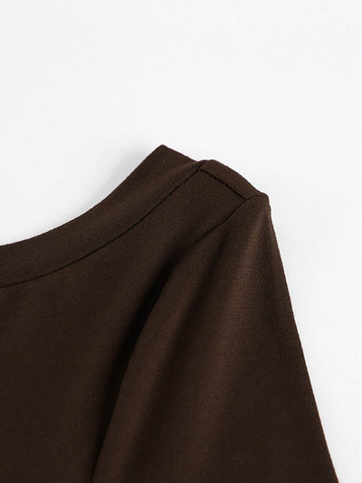 Bodycon High Waisted Backless Solid Color Round-Neck Maxi Dresses