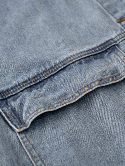 Simple Split-Joint Solid Color Denim Vest Outerwear