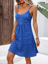 A-Line Loose Buttoned Pleated Solid Color Spaghetti-Neck Mini Dresses