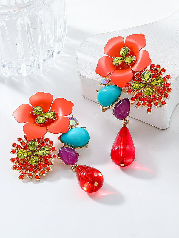 Flower Shape Drop Earrings