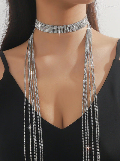 Rhine Stones Tasseled Necklaces Accessories