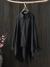 Urban Loose Black White Long Sleeves Irregular Blouse