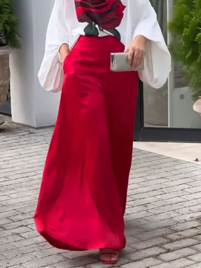 High Waisted Loose Pockets Solid Color Pants Trousers