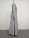 A-Line Loose Asymmetric Split-Joint Striped V-Neck Maxi Dresses Shirt Dress
