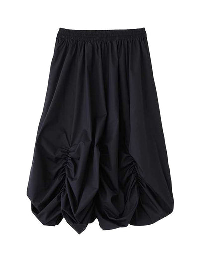 Loose Wide Leg Elasticity Pleated Pockets Solid Color Culotte Ninth Pants
