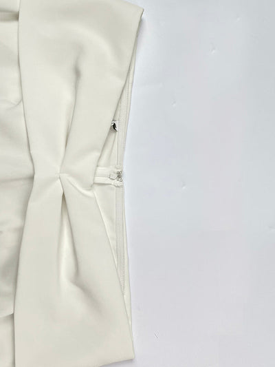 Long Sleeves Loose Pleated Solid Color Split-Front Off-The-Shoulder Blouses&Shirts Tops