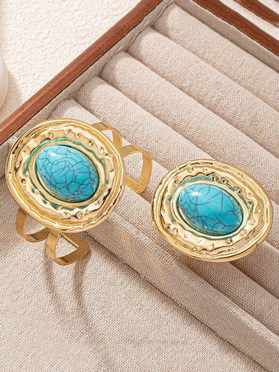 Geometric Bracelet + Rings Accessories Two Pieces