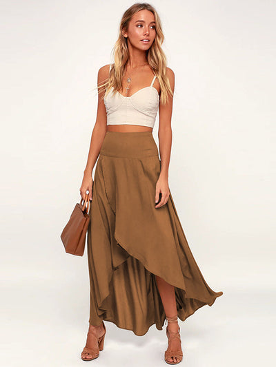Casual Irregularity Solid Color Skirts Bottoms