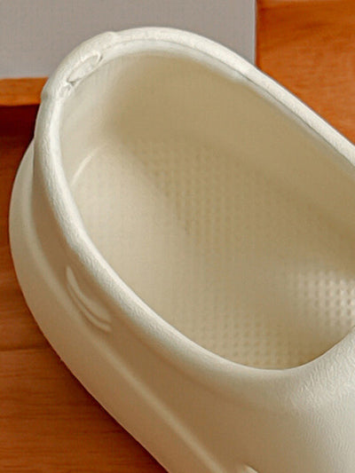 Hollow Round Cut Solid Color Crocs Platform Shoes Sandals