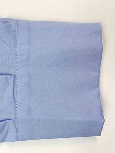 Loose Puff Sleeves Pleated Solid Color Split-Joint Lapel Maxi Dresses Shirt Dress