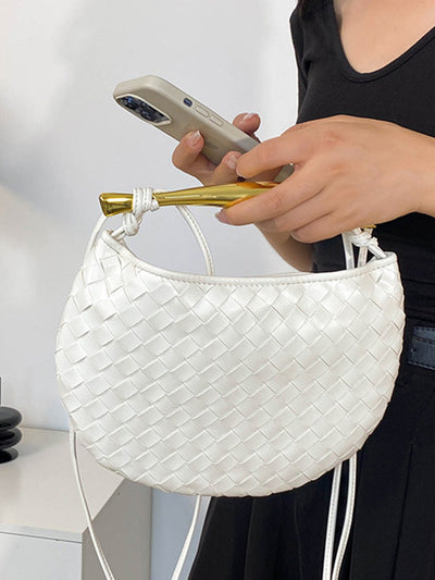 Geometric Split-Joint Woven Zipper Bags Handbags