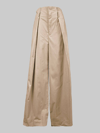 High Waisted Loose Pleated Solid Color Split-Joint Pants Trousers