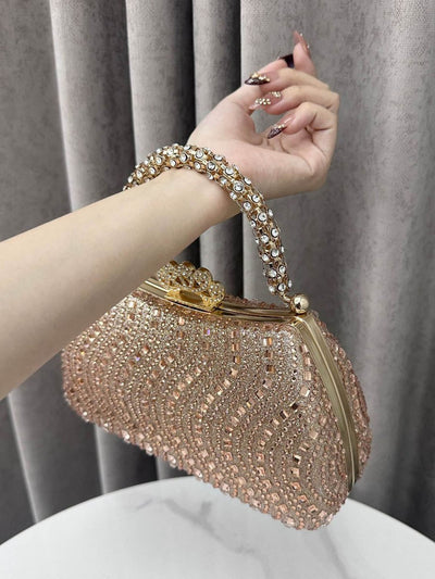 Lock Rhine Stones Shiny Evening Bags & Clutches Mini Bags
