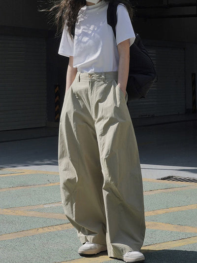Loose Wide Leg Solid Color Split-Joint Casual Pants Bottoms Trousers